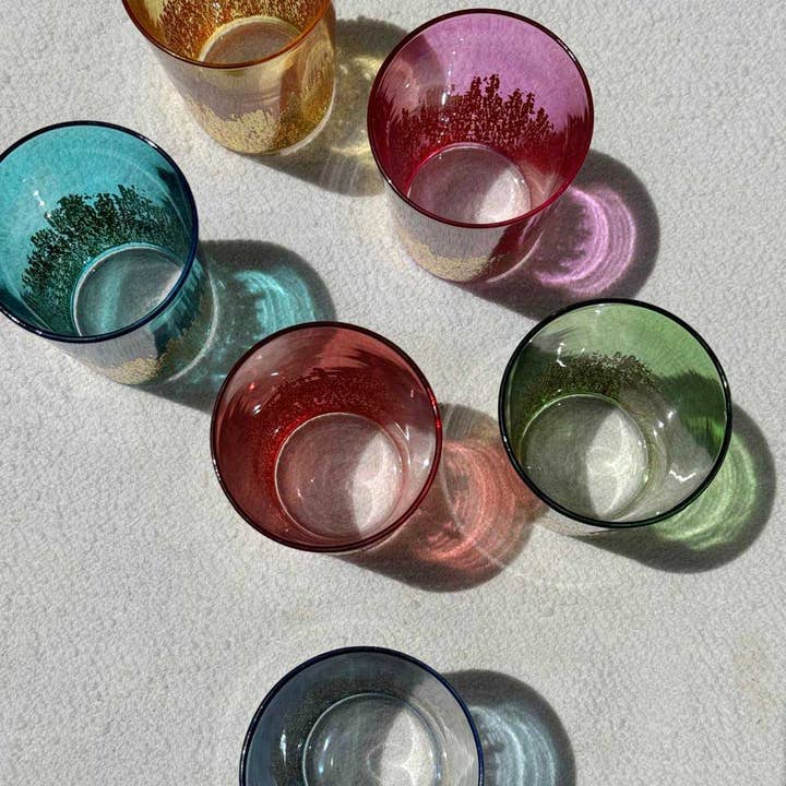 Scents and Feel - Wholesale Drinking Glass/Cup - Set of 6 tea glasses Colored Flame design