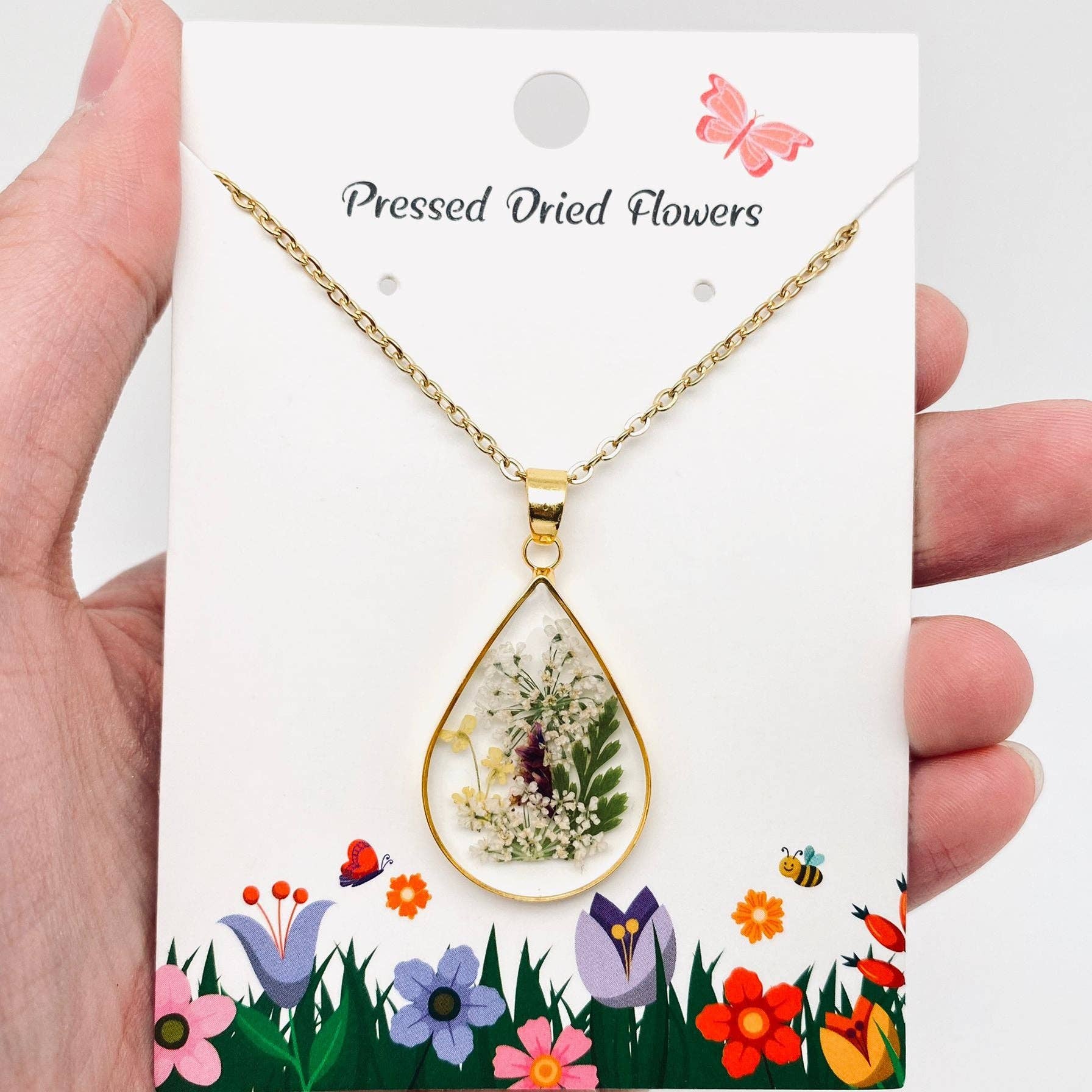 Mio Queena - Wholesale Pendant/Charm Necklace - Genuine Pressed Dried Flower Floral Charm Necklace - PDF13