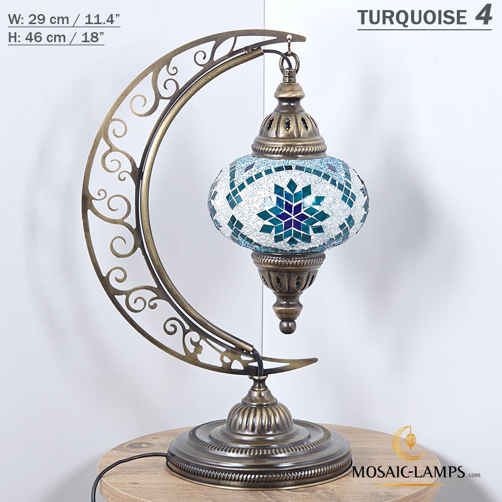 Mosaic Lamps - Wholesale Accent/Desk Lamp - 10+ Colors - Moroccan Moon Table Lamp, Arc, Murano Crescent76