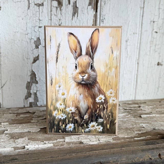 HMK998B Konijn in Madeliefjes Blok voor wholesale door JanMichaels Art & Home