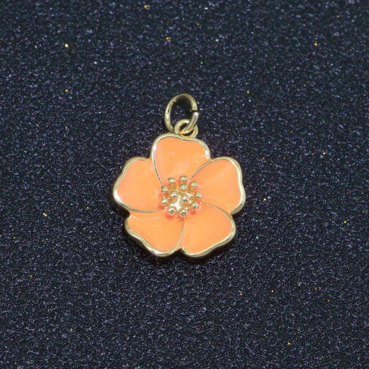 Aim Eternal - Wholesale Individual Charm/Pendant - Dainty Hibiscus Charm Tropical Flower Gold Filled Enamel Charm Hawaiian Inspired Jewelry Pendant for Necklace Bracelet Earring Component M-505 M-506 M-5076