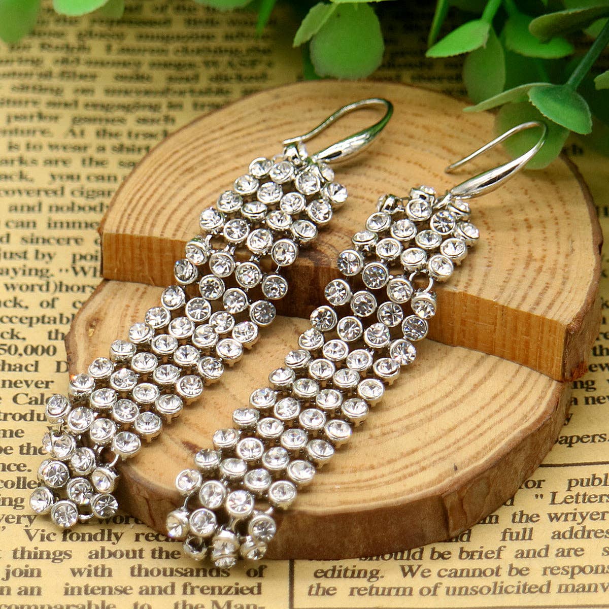 Amy and Annette - Wholesale Dangle Earrings - Mesh Crystal Drop and Dangle Earrings in 14K White Gold1