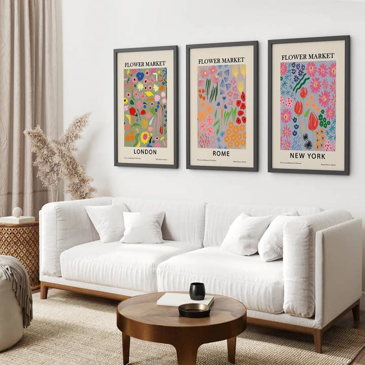 Art Lane - Wholesale Art Print - Boho Flower Market Poster. New York, London, Rome Print