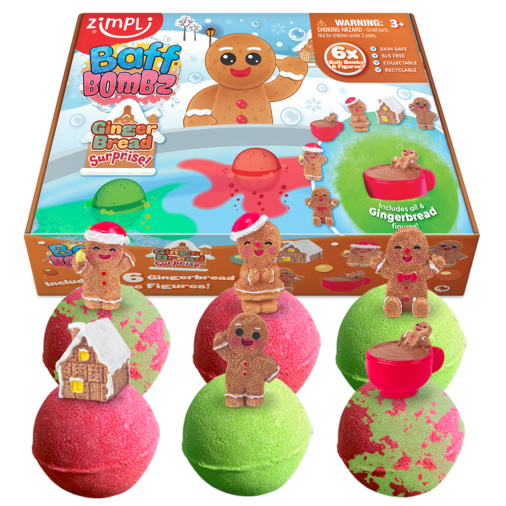 Zimpli Kids – wholesale Bath toy – Baby – Zimpli 6x Baff Bombz Gingerbread Surprise Bath Bomb0
