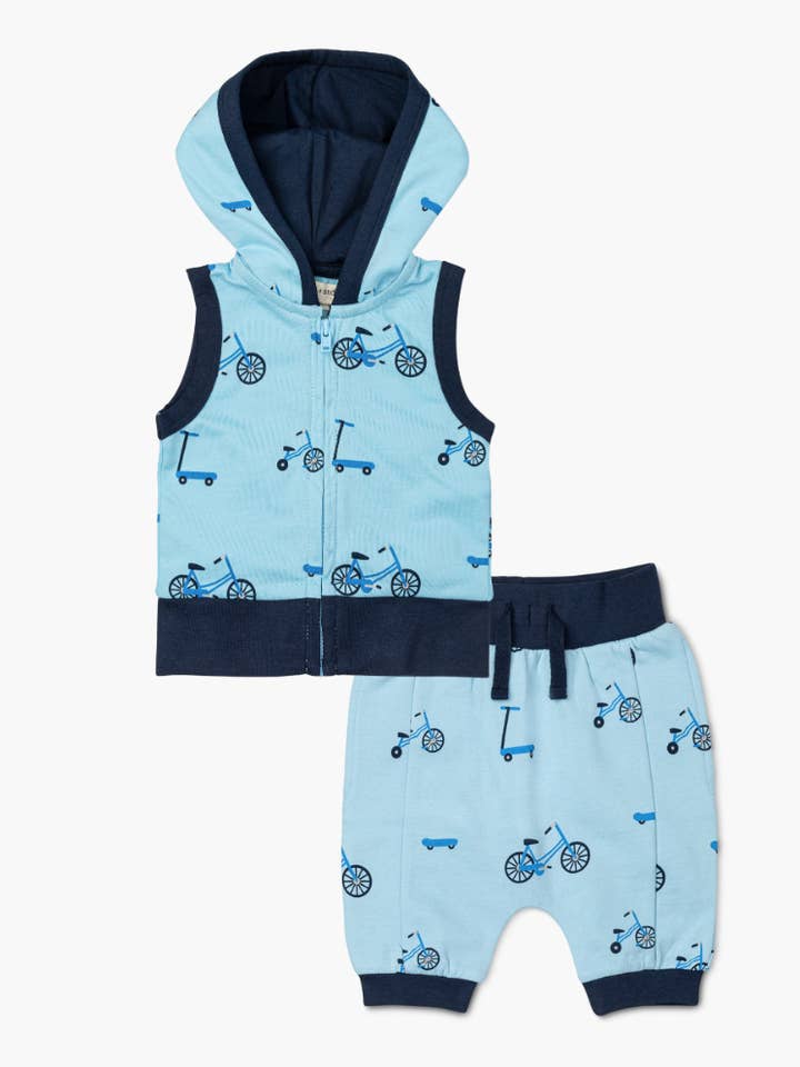 Kids Sleeveless Hoodie + Beach Jogger Set_On Wheels for wholesale by Monica + Andy
