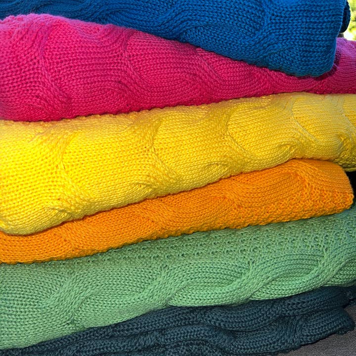 Chloe & Lex - Wholesale Throw Blanket - Dark Teal Green Cableknit Cotton Throw Blanket Home Decor