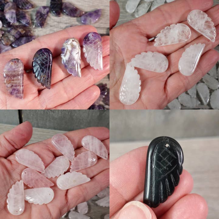 Keystone Crystals - Wholesale Spiritual Stone/Crystal - Gemstone Angel Wing Beads for Jewelry Making and Crafts
