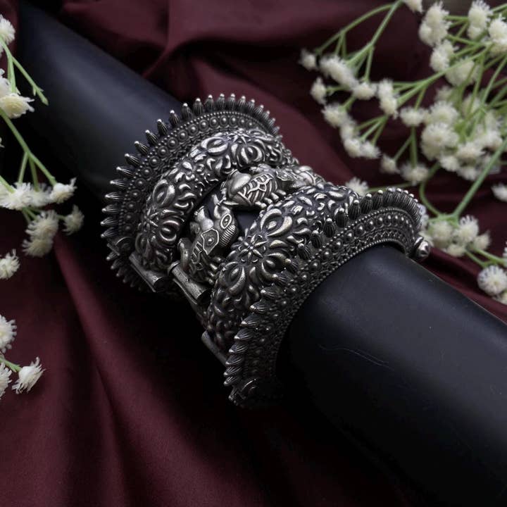 Quirky Fashions - Wholesale Jewellery set - Oxidised Silver Replica Indian Bangles Set Of 5 Combo1