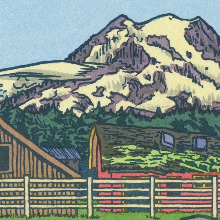 Old Barns giclée print for wholesale by Anagram Press