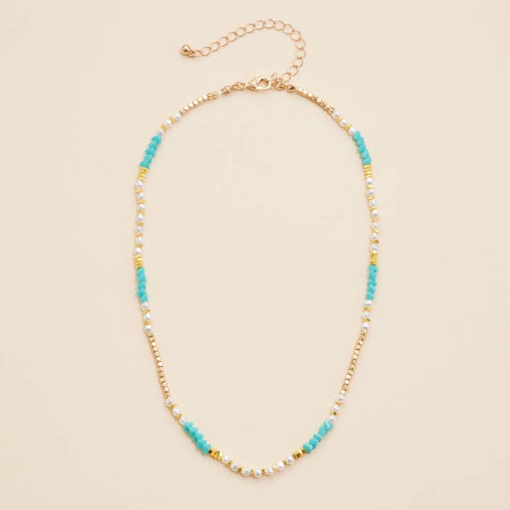 Frem - Wholesale Beaded/Pearl Necklace - Glass Pearl & Metal Beaded Basic Necklace