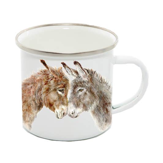 Enamel Mug, Donkeys, Donkey kisses for wholesale by Field and Fur Gifts