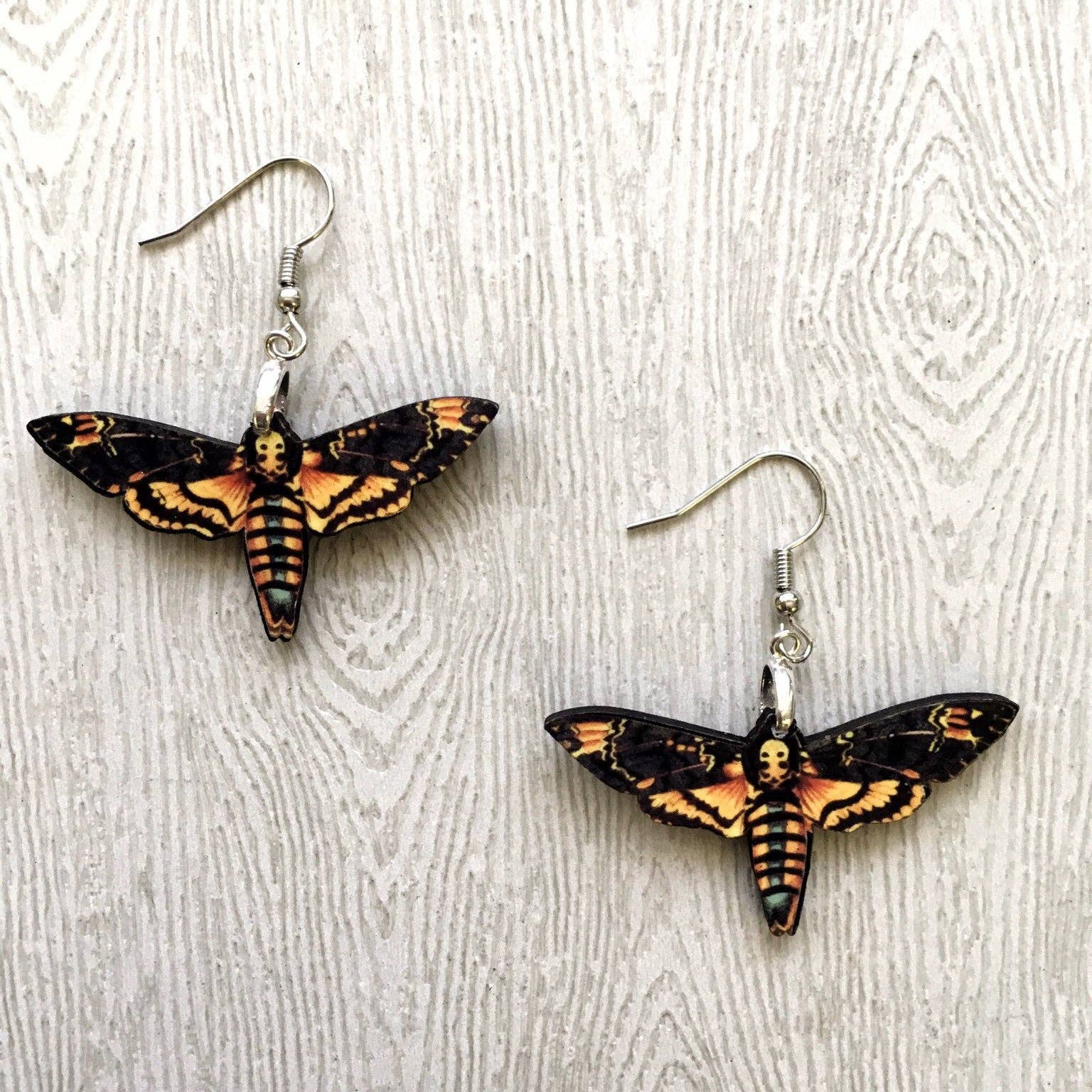 Toad Hill Farm - Wholesale Dangle Earrings - Deaths Head Moth Earrings - Halloween - Laser Cut Wood4