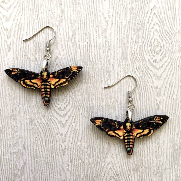 Toad Hill Farm - Wholesale Dangle Earrings - Deaths Head Moth Earrings - Halloween - Laser Cut Wood4