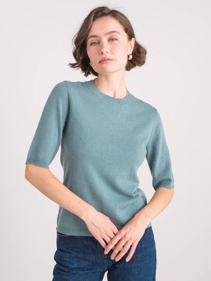 Trui 100% kasjmier ronde hals ellebooglange mouwen voor wholesale door jw.atelier