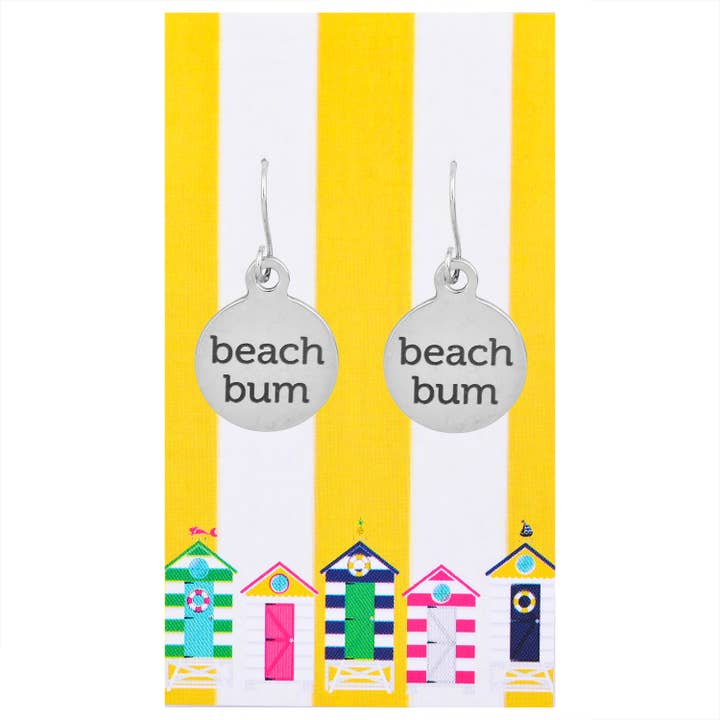Beach Bum Beach Quote Earrings for wholesale by PARADISE BEACH COMPANY