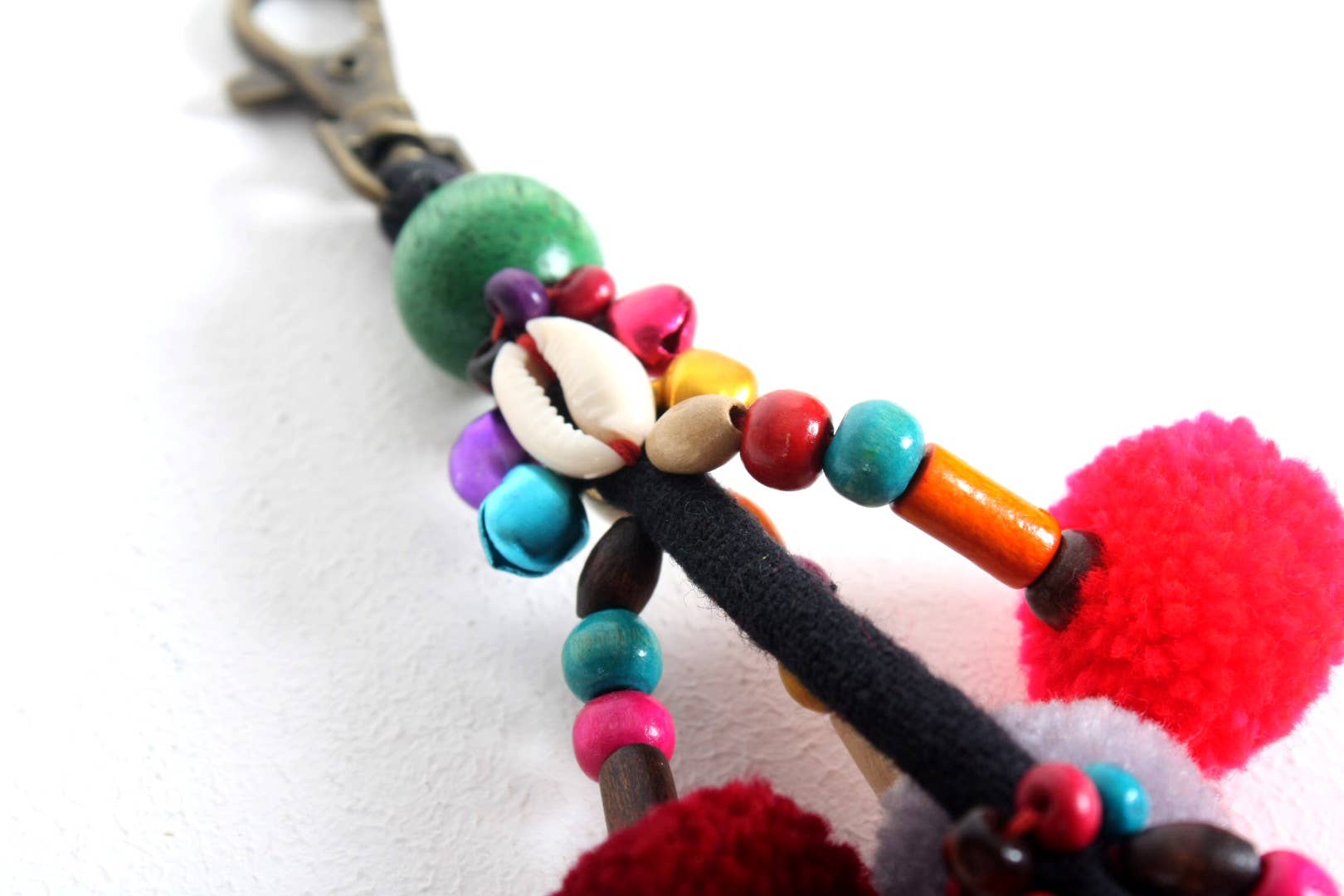 Lumily - Wholesale Purse/Bag Accessory - Women's - Cascade Pom Pom Keychain with Beads | Handmade in Thailand4