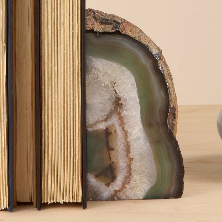 GeoCentral - Wholesale Bookend - Green Agate Bookends - Crafted in Brazil9