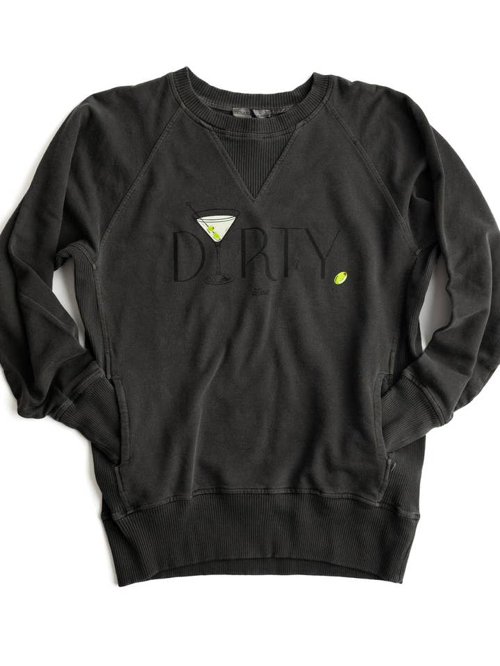 DIRTY Martini. Ladies Terry Crew Sweatshirt for wholesale by Team Cocktail