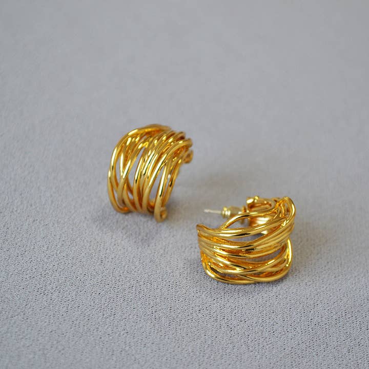 Revelari - Wholesale Hoop Earrings - Gold Swirl Hoop Earrings – Modern Design