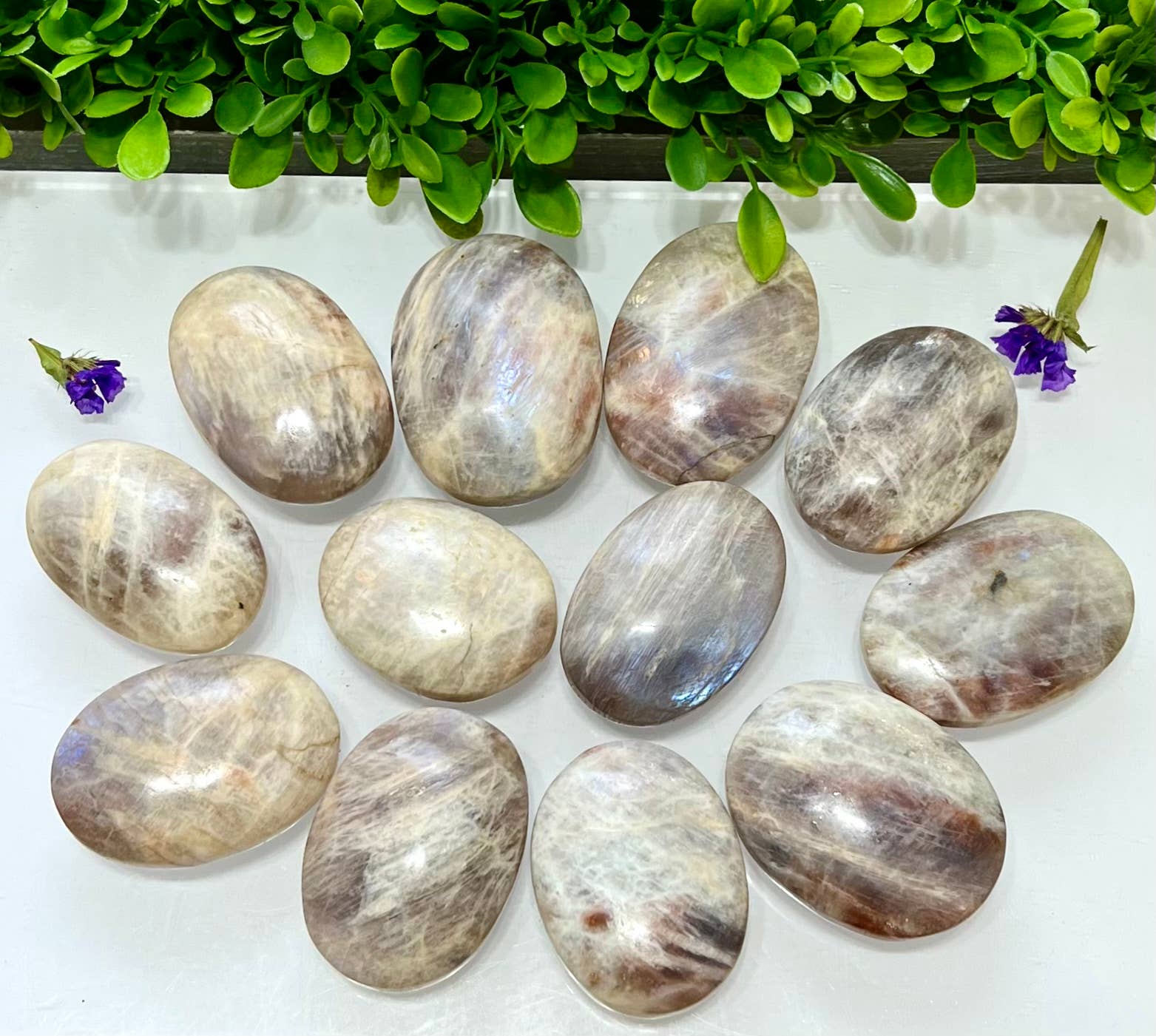 KayleeNYC - Wholesale Spiritual Stone/Crystal - 2 Lbs Natural Moonstone Palm Stone Crystal Nice Quality3