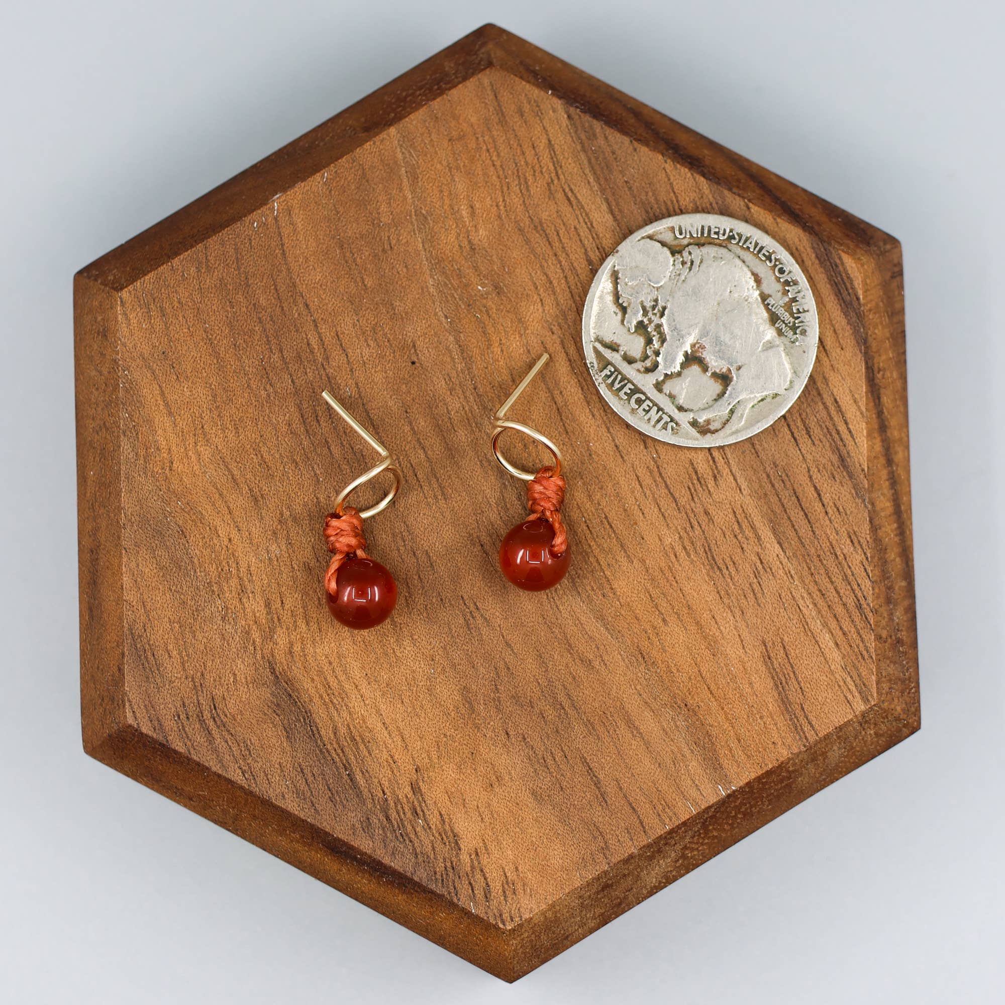 The Stitch Alliance - Wholesale Stud/Post Earrings - Carnelian Stud Earrings, Circle, 14k Gold Fill, Handmade USA3