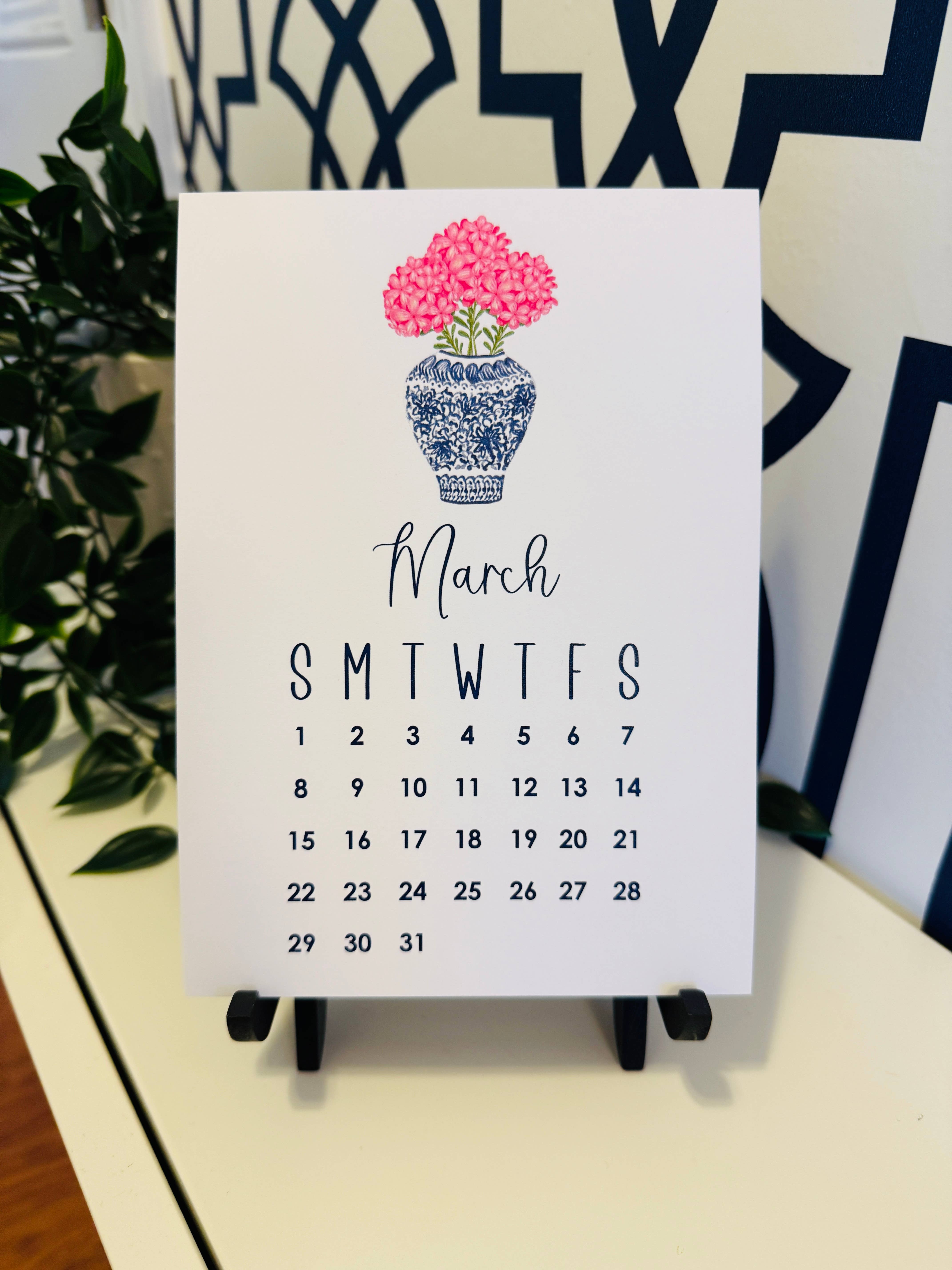 Note Worthy Paper Place - Wholesale Calendar - 2026 Desk Calendar Classic Chinoiserie | 5x72