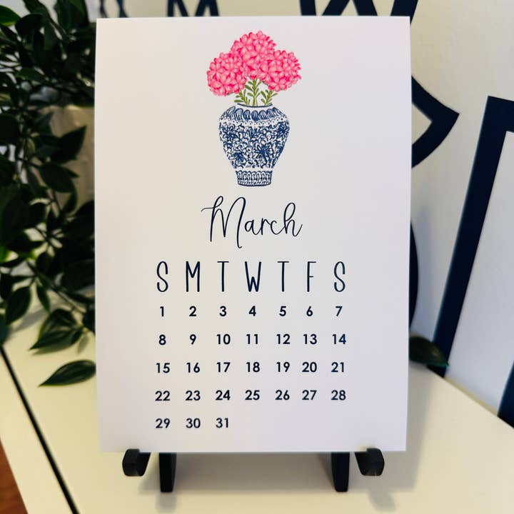 Note Worthy Paper Place - Wholesale Calendar - 2026 Desk Calendar Classic Chinoiserie | 5x72