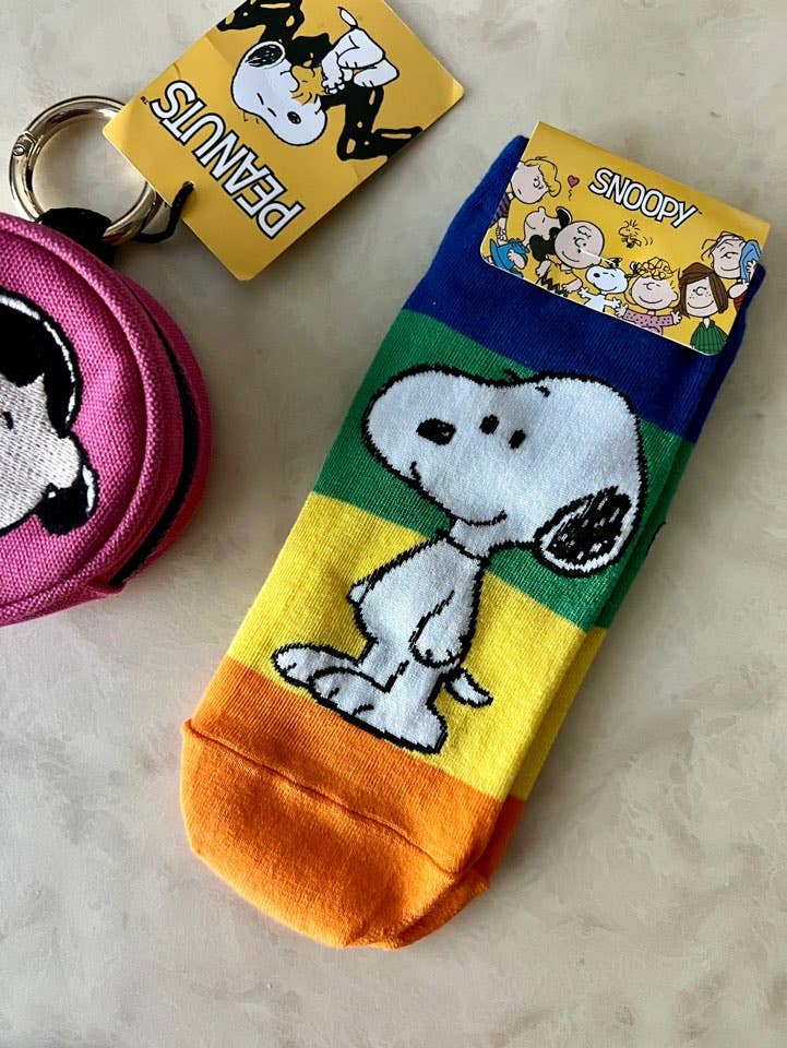 K-Wonderland - Wholesale Sokken - Dames - Peanuts Snoopy Charlie Bruine enkelsokken/ katoen, ultrazacht10