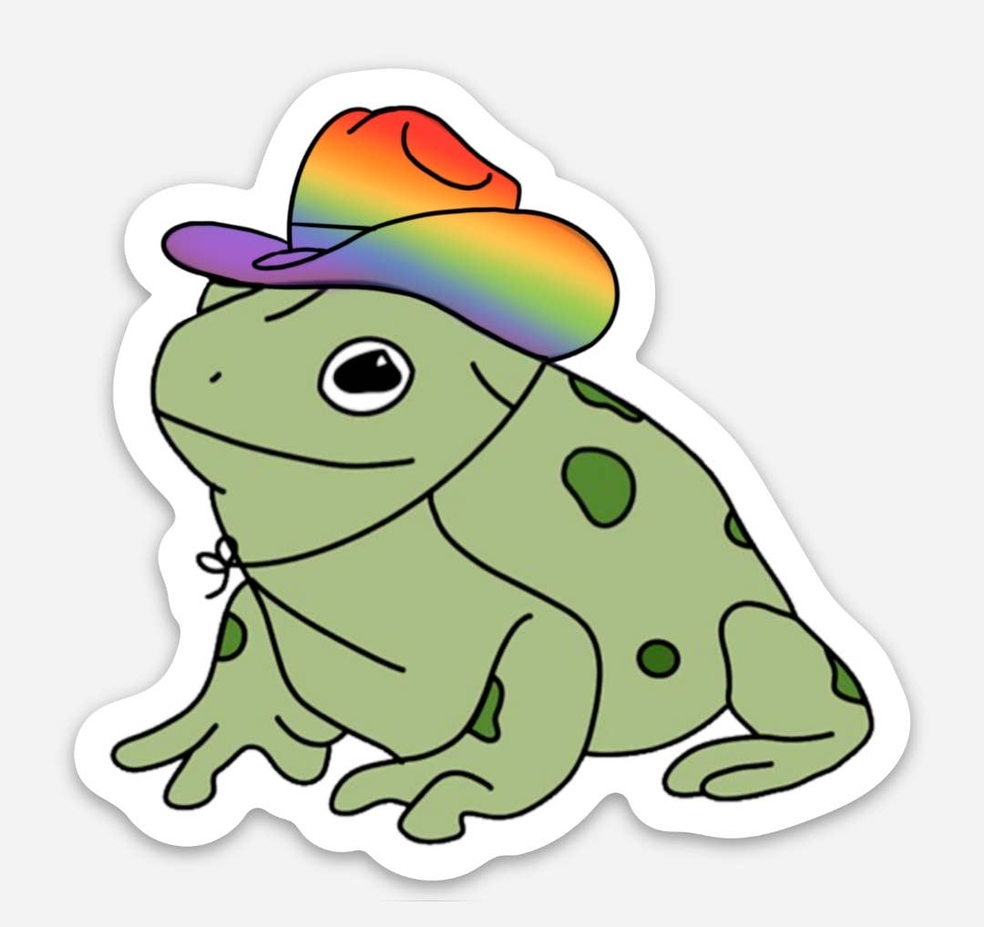 Luxe Trauma - Wholesale Sticker - Gay frog sticker rainbow pride cowboy hat funny cute0