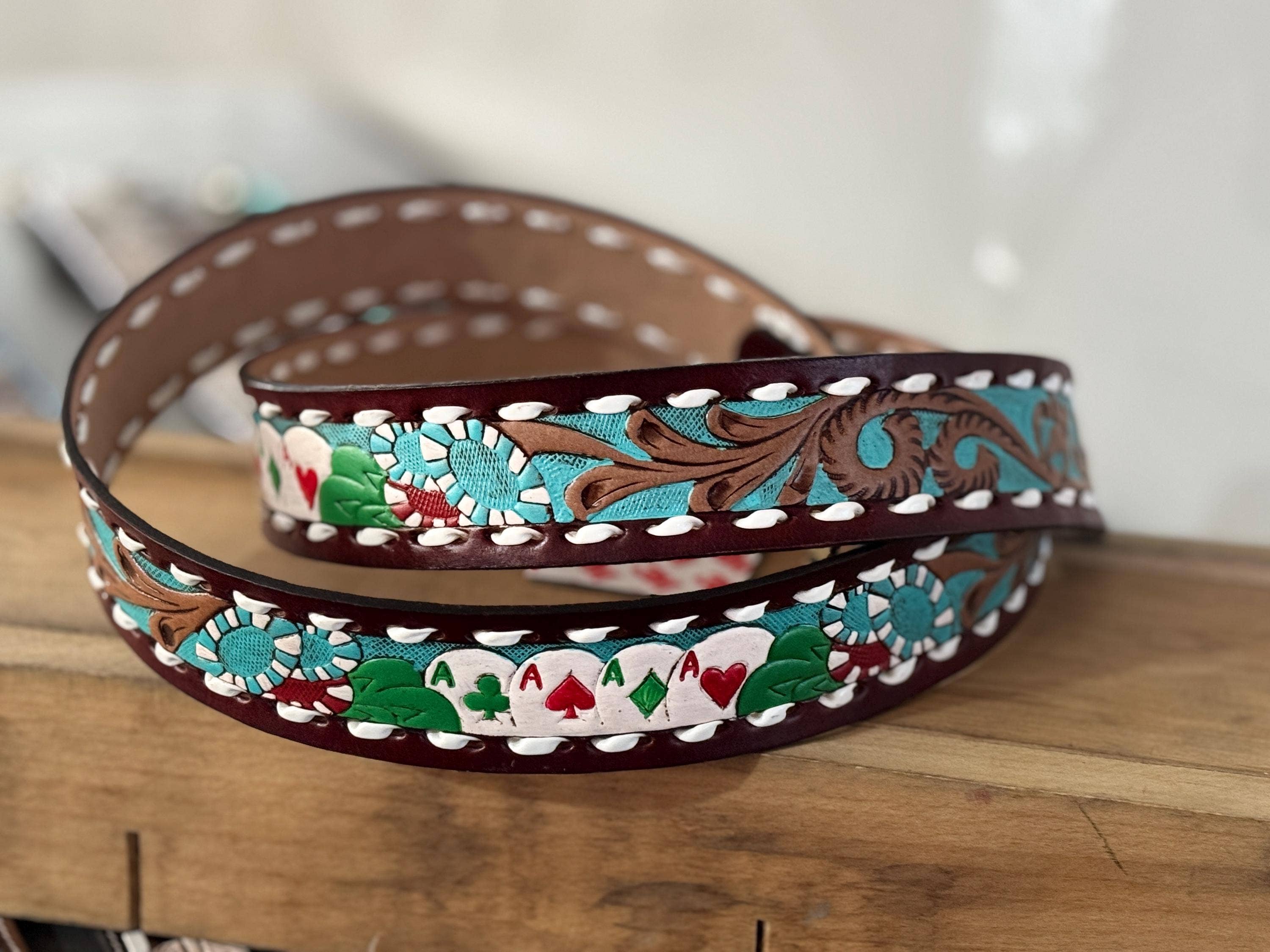 Double B Wild Rags – Engroshandel Taskerem - Dame – Vestlig taske skulderrem i præget koskindslæder fra Double B Wild Rags6