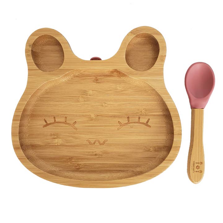 Kids Bamboo Tableware Rabbit Dusty Rose for wholesale by Summerville organic