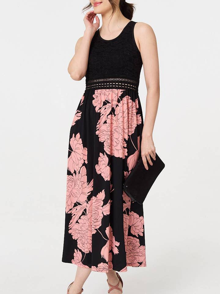 Floral Lace Trim Sleeveless Maxi Dress
for wholesale by Stellalondon