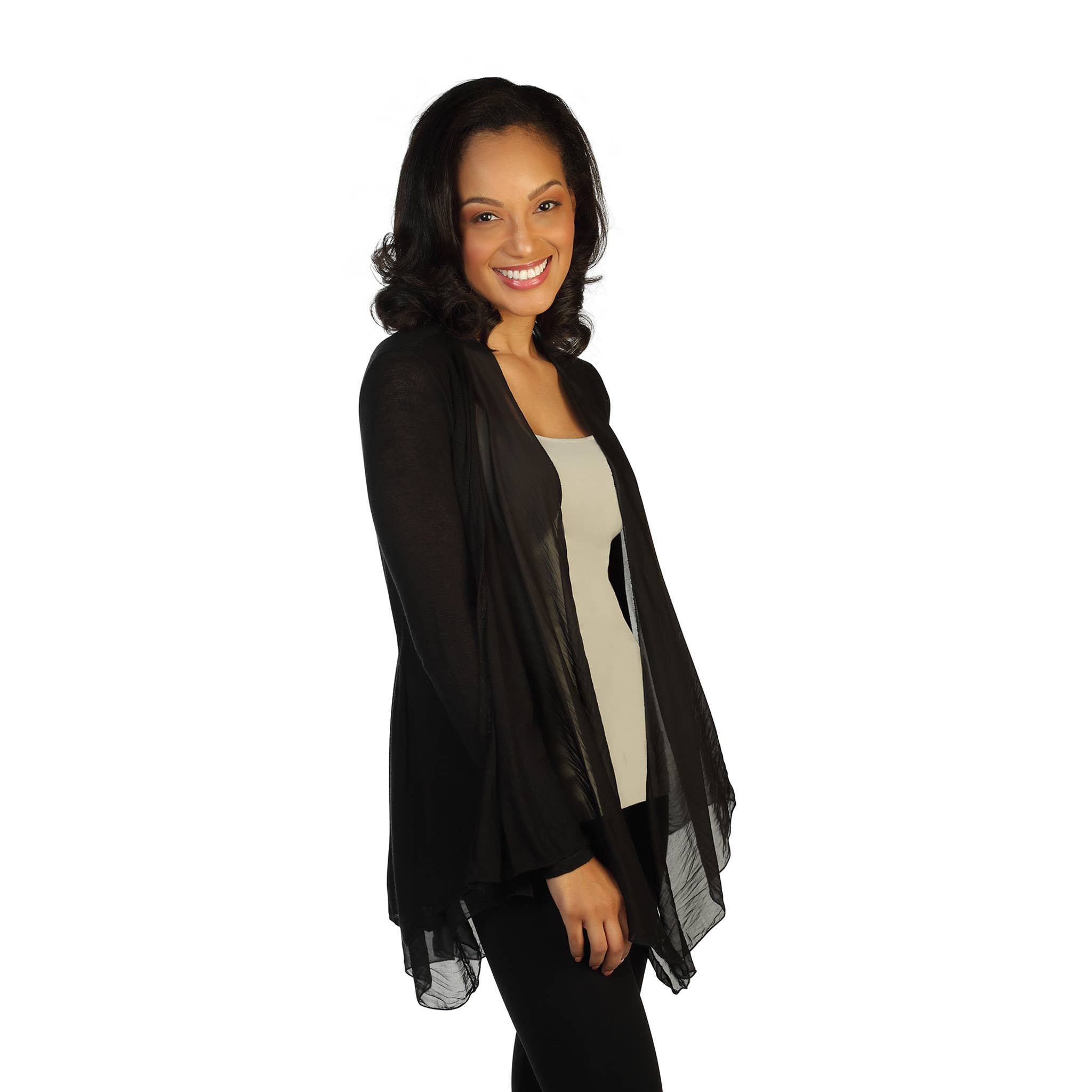 Skinnytees - Wholesale Cardigan - Women's - Silk and Knit Cardigan3