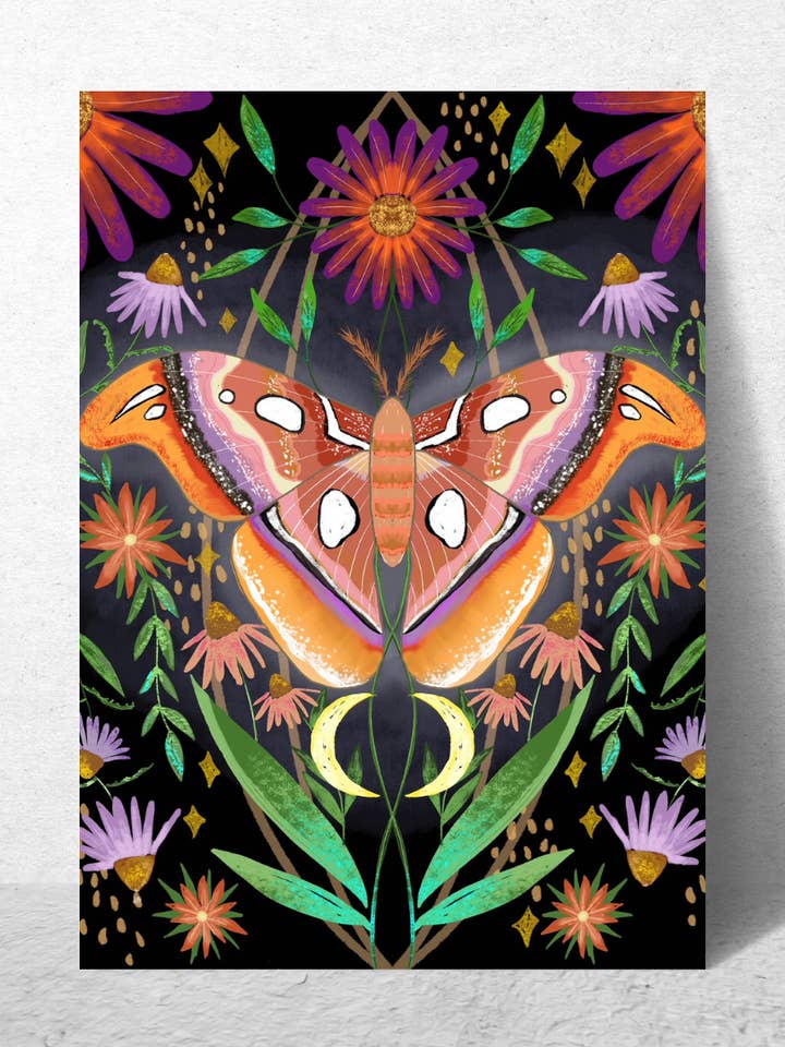 Botanical Night Moth Card for wholesale by A Quartzy Life