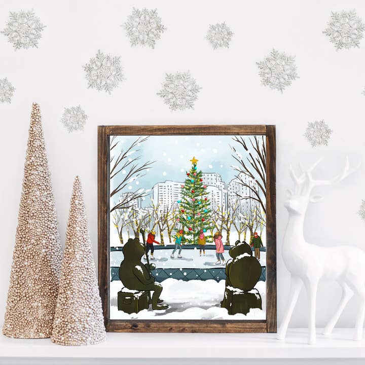 Boston At Christmas Art Illustration Print for wholesale by Talula Christian Art