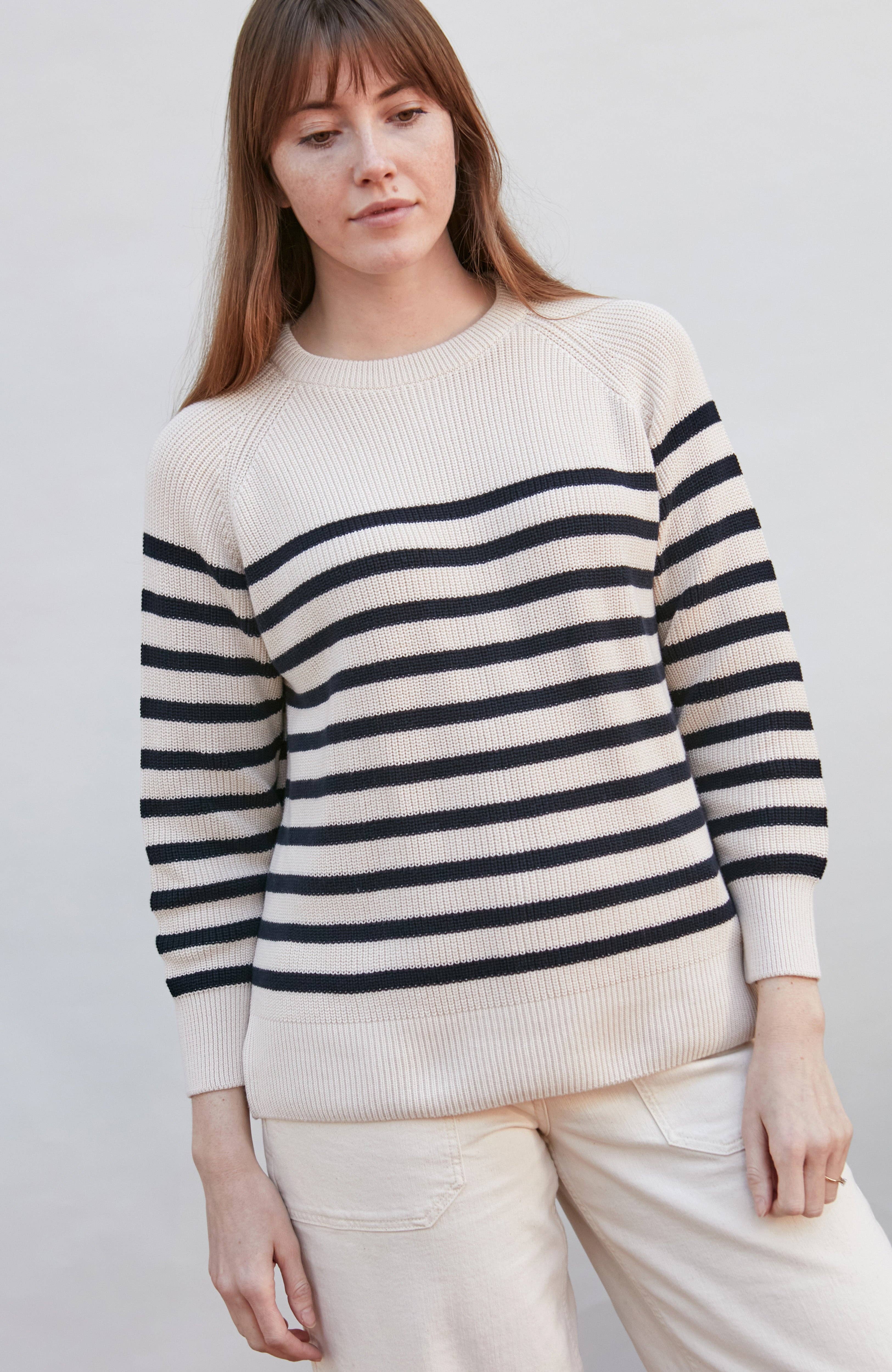 Paul James Knitwear - Vente Pull en maille – femme - Pull femme en côte en coton à rayures bretonnes4