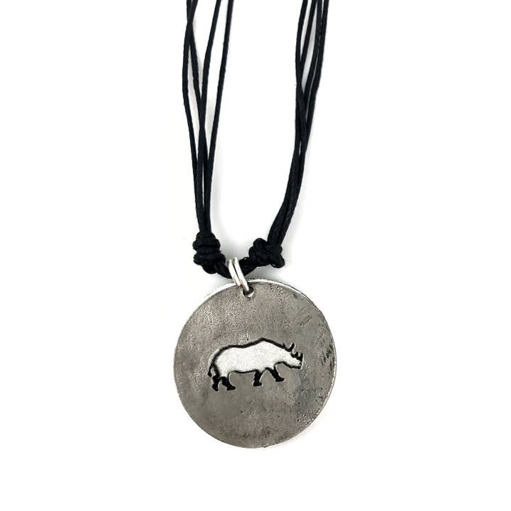 Pewter Necklace - Rhinoceros for wholesale by Anju Jewelry