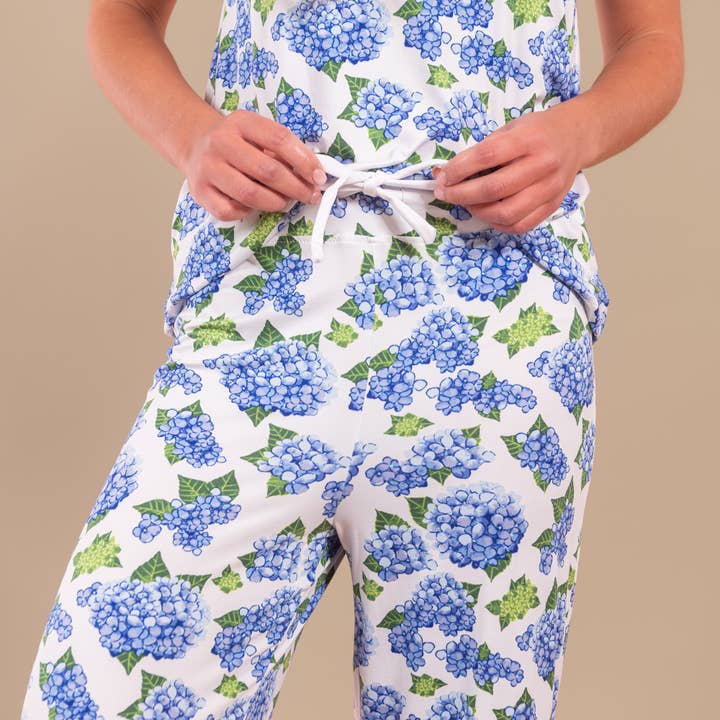 Amanda Blu - Wholesale Sleepwear Bottom - Women's - Blu Hydrangea Pajama Pants | Blue Flower PJ Bottoms