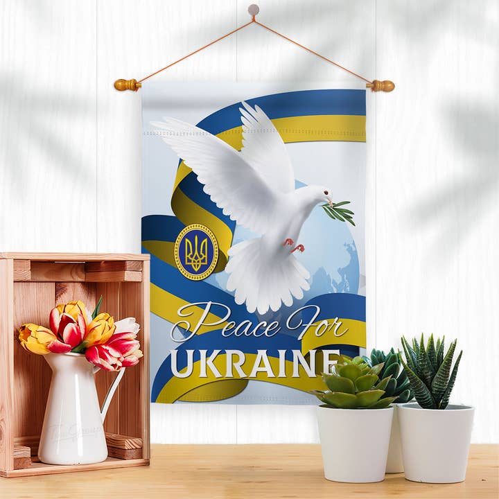 Two Group Flag Co – Großhandel Flagge – Flagge Frieden für die Ukraine Cause Gartenhaus 2-seitige Wohnkultur