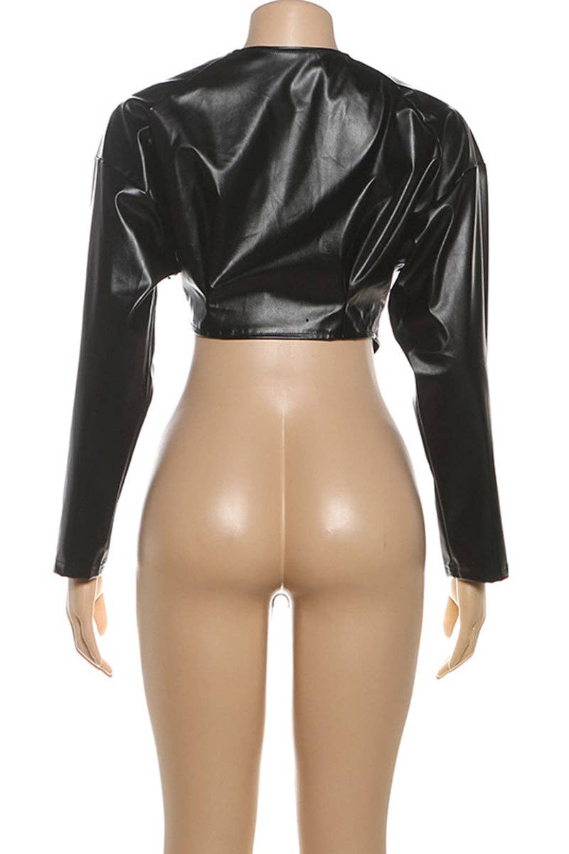 Mccolin - Wholesale Leather Jacket - Women's - Asymmetrical Lapel Leather Jacket4