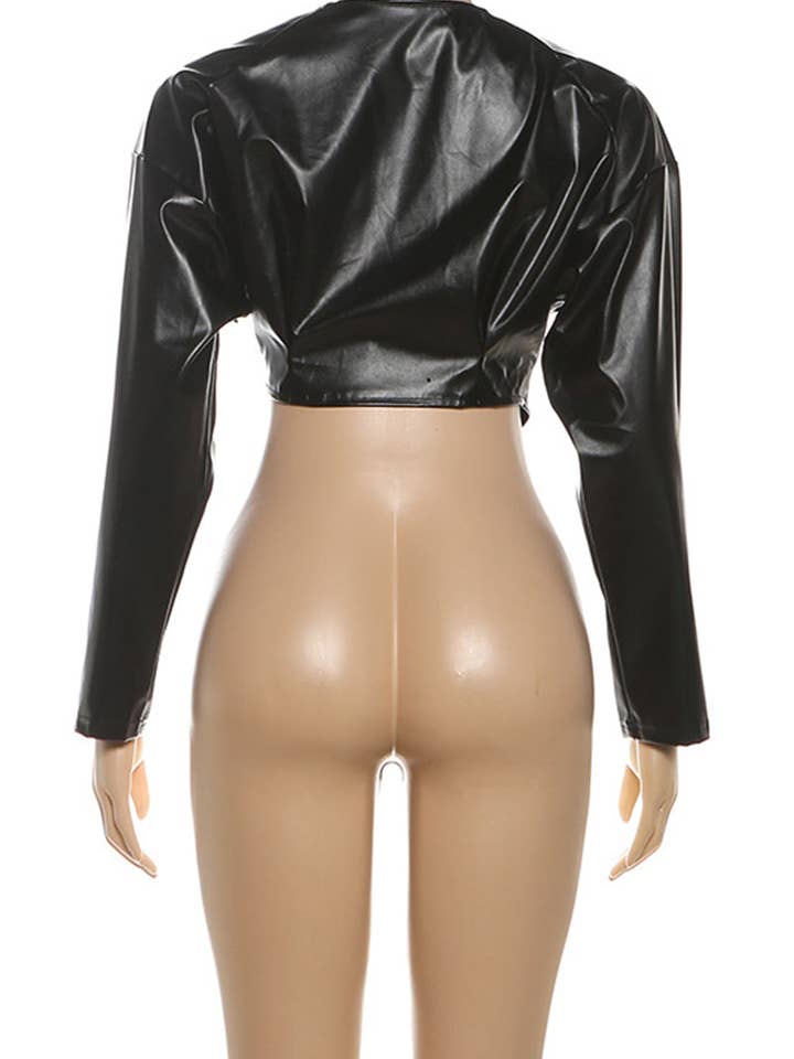 Mccolin - Wholesale Leather Jacket - Women's - Asymmetrical Lapel Leather Jacket4