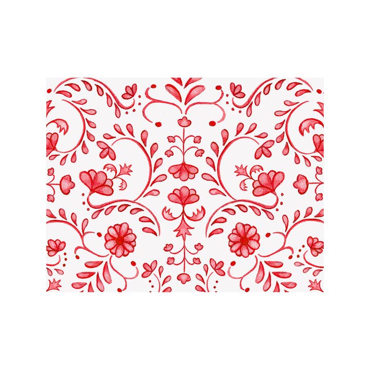 Brake Ink Stationery - Wholesale Stationery/Notecard Set - Chinoiserie Red Note Card