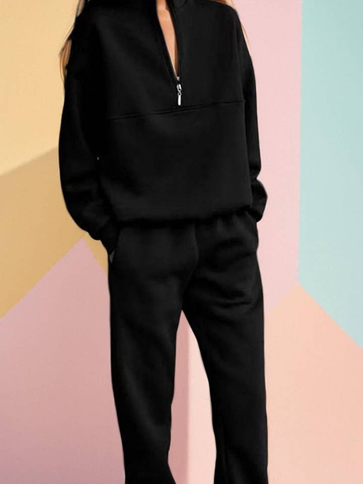 NINEXIS - Wholesale Top & Pant Set (NOT Loungewear) - Women's - CWSTB1207_ZIPPERED SWEATSHIRT AND TROUSERS TWO-PIECE SET