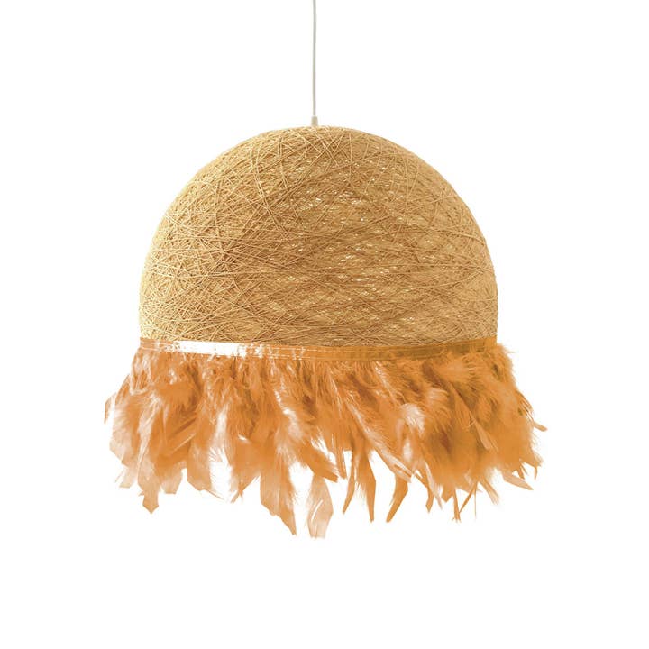 Geometrik Design – Pedra de parede por atacado – Luminária pendente com penas marrons HALF FEATHERS, design nórdico4