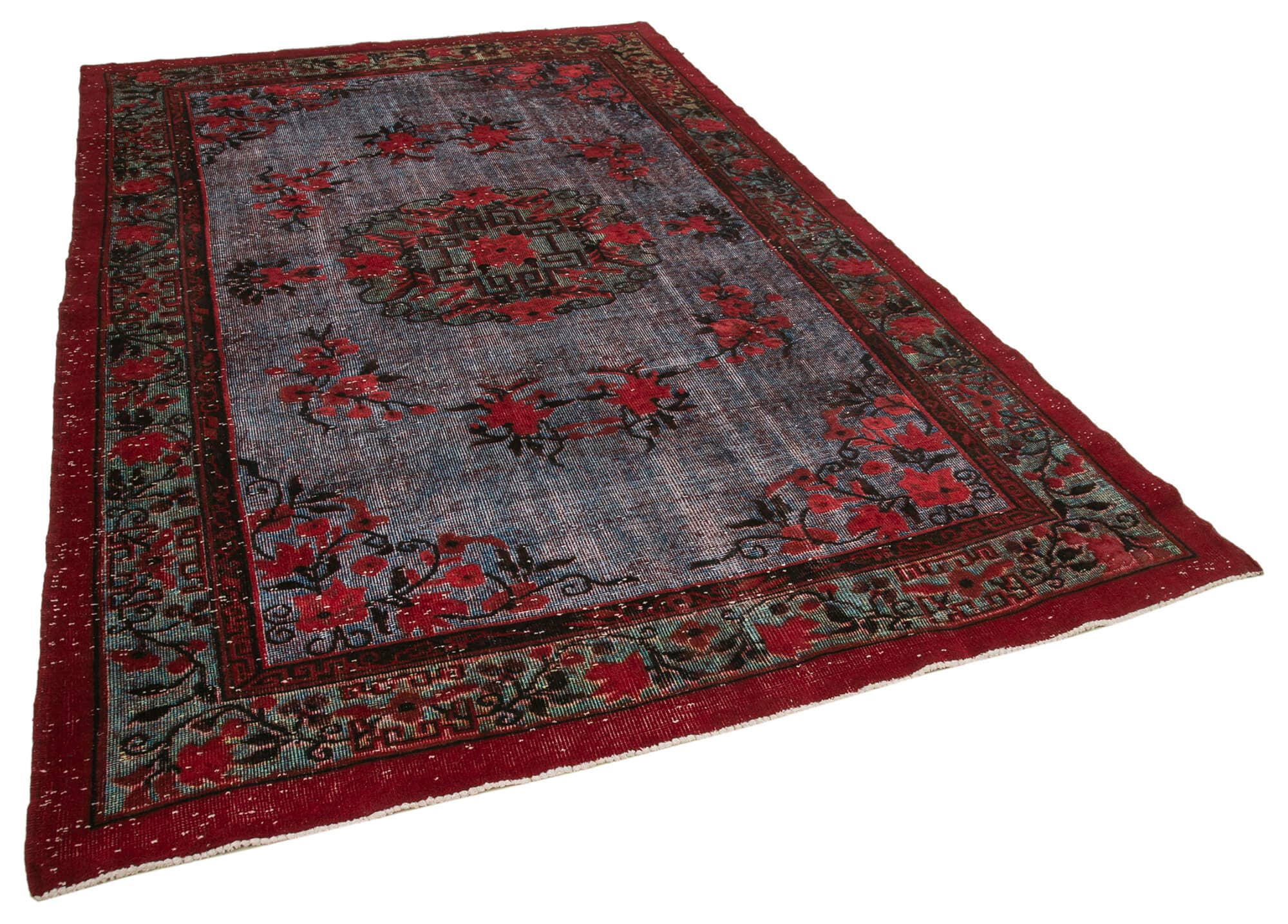 RUG N CARPET - Wholesale Vloerkleed - 6x10 Rood Overgeverfd Tapijt - 221041