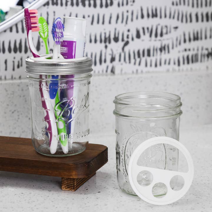 Fox Run Brands - Wholesale Toothpaste - Jarware Toothbrush and Toothpaste Holder Lids for Wide Mouth
