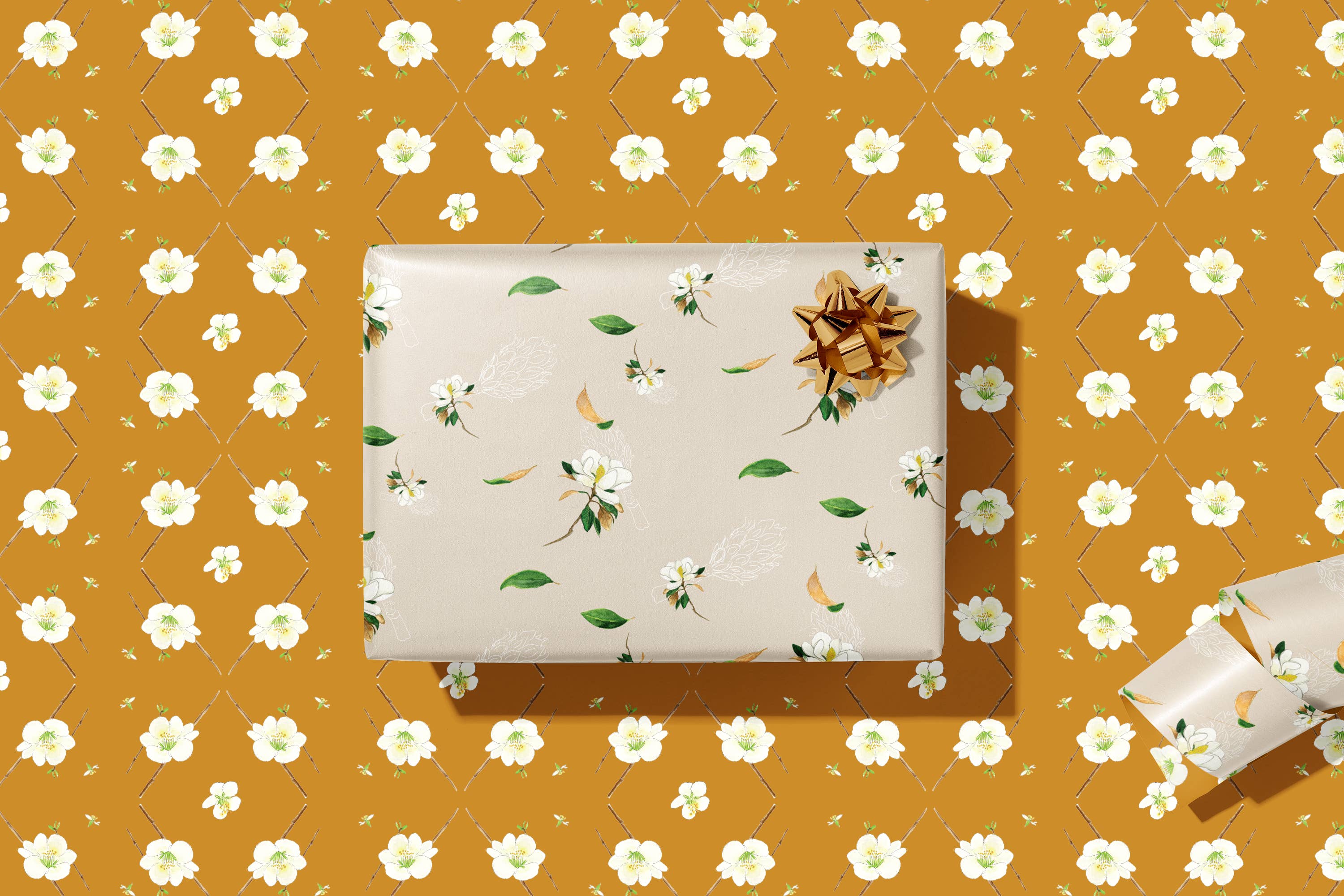re:mused studio - Wholesale Flat wrap - Blossoms Gift Wrap Sheet – Double Sided