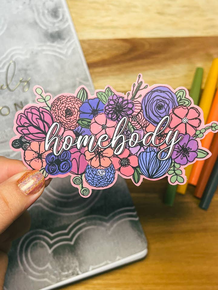 Floral Homebody Sticker for wholesale by Sharp Thoughtlings