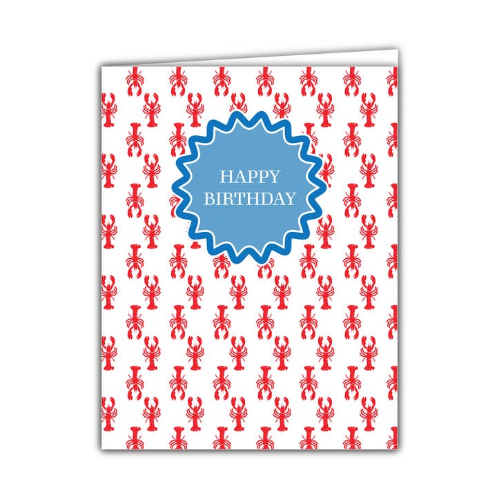 Red and White Mini Lobster Birthday Card - C0006 for wholesale by Webster Road Paper Co