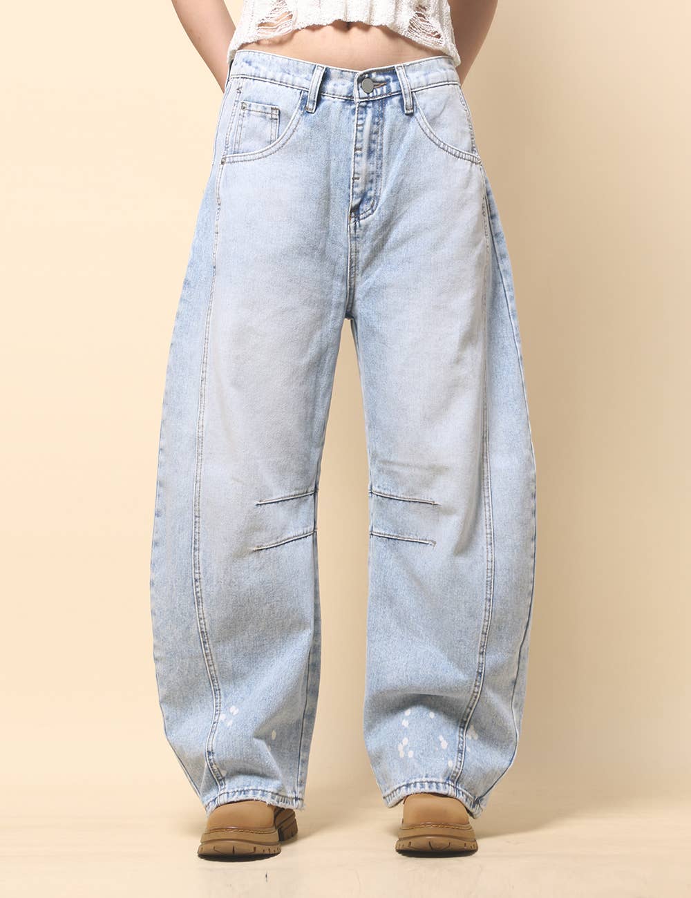 Sweetkama – Engroshandel Jeans - Dame – Damejeans med høj talje og vide ben i tøndeform, Barrel Denim SKP52214